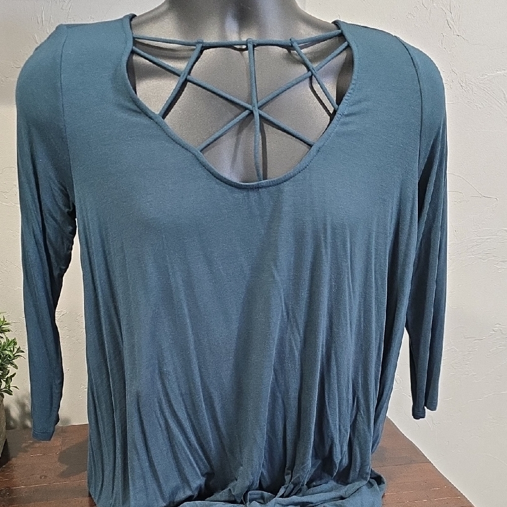 1.4.3. Story by Line Up Blue Top with Unique Neckline